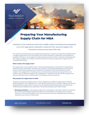 Preparing Your Manufacturing Supply Chain for MA